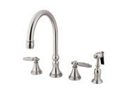 Kingston Brass KS279.GLBS Governor Widespread Kitchen Faucet with Metal Lever Ha Satin Nickel
