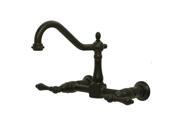 Kingston Brass KS124.AL Heritage Wall Mounted Centerset Kitchen Faucet with Meta Oil Rubbed Bronze