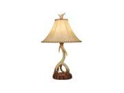 Vaxcel Lodge Table Lamp Nochian Stone w Faux Leather Shade TB33066NS