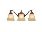 Vaxcel Standford 3L Vanity Light RBZ w Creme Cognac Glass VL35123RBZ