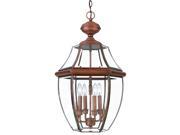 Quoizel 4 Light Newbury Outdoor Pendant in Aged Copper NY1180AC