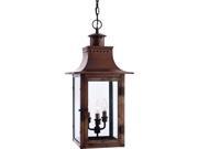 Quoizel 3 Light Chalmers Outdoor Pendant in Aged Copper CM1912AC