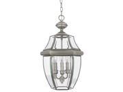 Quoizel 3 Light Newbury Outdoor Pendant in Pewter NY1179P