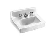 American Standard 0373.027.020 Penlyn Vitreous China Wall Mount Lavatory Sink with Faucet Holes on 4 Inch Centers with Wall Hanger White