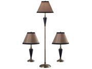Kenroy Home Hunley 3 Pack 2 Table Lamps 1 Floor Lamp Bronzed Brass 30349