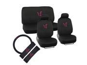 Pink Butterfly Seat Cover and Black All Weather Mats 13PC Full Auto Set by BDK