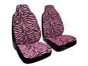 2pc Set Safari Animal Print Auto Seat Covers Airbag Compatible Pink Zebra