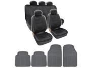 13 Piece Set Black PU Leather Seat Covers Black 4 Piece PVC Mats BDK design