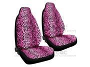 Pink Leopard Seat Covers Pair Set of 2 High Back Full Pullover Cover