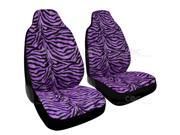 Purple Zebra Seat Covers Pair Set of 2 High Back Full Pullover Cover