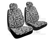 BDK White Animal Print Premium Safari Zebra 4 Piece Seat Covers for CAR SUV VAN