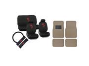 9 pc Lady Bug Seat Cover and 4PC Medium Beige Carpet Mats by BDK Design