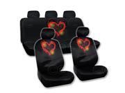 Car Seat Covers Red Love Heart Design Universal Fit Full Set Auto Accessory