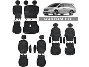 Custom Fit Seat Covers for Honda Odyssey 2011 to 2012 Encore Black 7 Seater