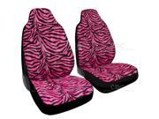 Hot Pink Zebra Seat Covers Pair Set of 2 High Back Full Cover