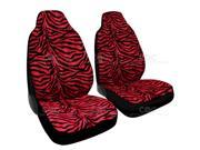 2pc Set Safari Animal Print Auto Seat Covers Airbag Compatible Red Zebra