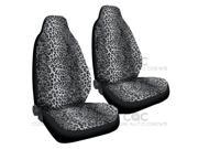 2pc Set Safari Animal Print Auto Seat Covers Airbag Compatible Gray Leopard