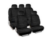 Scottsdale Cloth Seat Covers Checkered Fabric 9pc Separate Headrests Black
