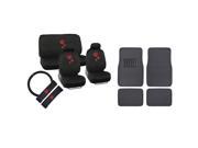 Lady Bug Seat Cover and Charcoal Carpet Mats 13PC Full Auto Set by BDK