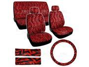 BDK Stripe Line Design Red Lightning Car Seat Cover Car 9 PC Set Van Car SUV