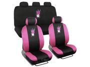 Pink Hawaiian Seat Cover and Black All Weather Mats 13PC Full Auto Set by BDK