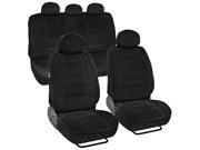 Black Full Cloth Encore style Premium Car Seat Covers Low Back 9 pc