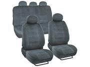 Encore Cloth Material Seat Covers Set 9pc Full Interior Bucket Seats Charcoal