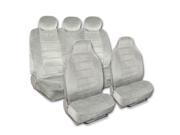 Gray Dotted Cloth Regal Style 7 Piece Premium High Back Car Seat Covers