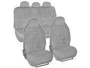 Gray Full Cloth High Back Encore style Premium Car Seat Covers 7 pc