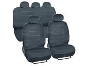 Car Seat Covers Low Back 9 pc Set Padded Charcoal Encore Cloth Accessories