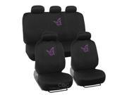 BDK 13Pc Purple Butterfly Seat Cover and Black All Weather NIB Mats Complete Set