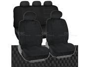 Black Checkered Cloth Scottsdale style Premium Low Back Car Seat Covers 9pc