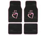 Design Car Mats Pink Love Story Heart Floor Mat 4 PC Anti Slip Backing