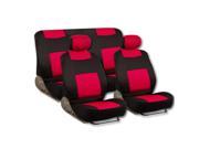 Red 9 Piece Type R Supreme Set Print Auto Seat Cover Airbag Compatible