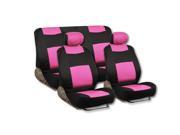 Pink Type R 9 Piece Front Car Seat Rear Bench Head Rest Covers Setá