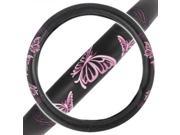 BDK Pink Butterfly Design Steering Wheel Cover