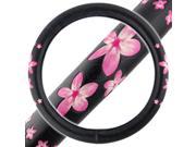BDK Pink Floral Design Steering Wheel Cover