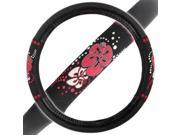 Red Hawaiian Hibiscus 14.5 15.5 Steering Wheel Cover for Auto Car Truck SUV