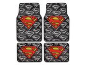 Superman Carpet Floor Mat for Car SUV 4 PC Rubber Backing Licensed Products