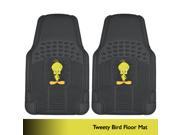 Set of 2 Tweety Rubber Floor Mats Front Rear Yellow on Black Warner Bros