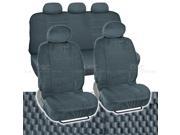Charcoal Checkered Cloth Scottsdale style Premium Low Back Car Seat Covers 9pc