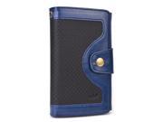 Blue Universal BiFold Wallet with Snap Button Strap for Samsung Galaxy S4 Smart Phones