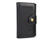 Black Universal BiFold Wallet with Snap Button Strap for Xolo A550S IPS A700S A1000S Smart Phones