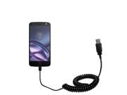 Coiled USB Cable compatible with the Motorola Moto Z Play