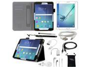 Samsung Galaxy Tab S2 8.0 10 Item Accessory Bundle by DigitalsOnDemand ® Leather Cover Case Screen Protector Stylus Pen USB Car Charger Adapter Earphone