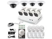 Zmodo 8 Channel 720P HD HDMI PoE Security NVR Kit 4 Bullet Outdoor 4 Dome Indoor Megapixel IP Surveillance Camera System with 1TB Hard Drive