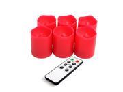 EcoGecko 87020 Remote Controlled Round Melted Edge Flameless LED Votive Candles Set of 6 Red