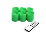 EcoGecko 87020 Remote Controlled Round Melted Edge Flameless LED Votive Candles Set of 6 Green