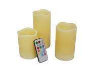 Unilution Candle Choice Set of 3 Real Wax Multi Color Flameless Candles with Remote Control Timer Dark Ivory