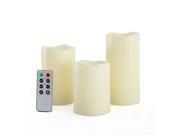 Candle Choice Set of 3 Real Wax Flameless Candles with Remote Control Timer Light Ivory